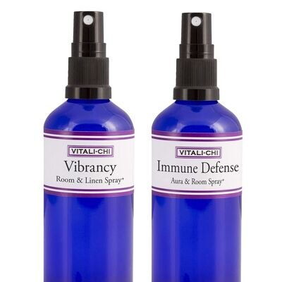 Vitali-Chi Immune Defense and Vibrancy Aura & Room Spray Bundle - with Teatree Lemon, Lemongrass Pure Essential Oils - 50ml