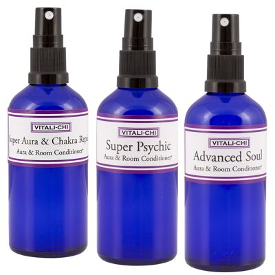 Pure Essential Air Purifying Sprays - Aura Spray Bundle - Super Aura and Chakra Repair, Super Psychic and Advanced Soul - with Pure Essential Oils - 3 * 100ml