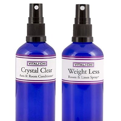 Vitali-Chi Crystal Clear and Weight Loss Aura, Linen & Room Spray Bundle - with TeaTree Lemon, Pink Grapefruit, Bergamot & Orange Pure Essential Oils - 50ml