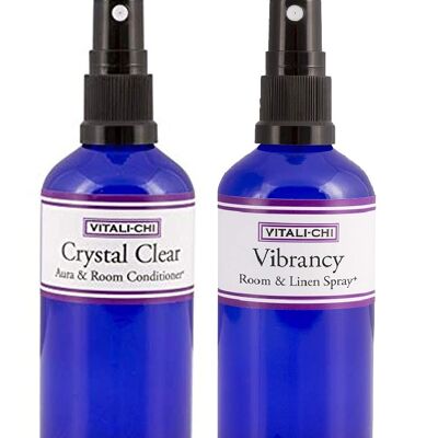 Vitali-Chi Crystal Clear and Vibrancy Aura, Linen & Room Spray Bundle - with TeaTree Lemon & Lemongrass Pure Essential Oils - 50ml