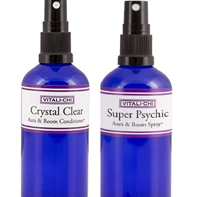 Seeking Clarity? Spiritual Issues? Solve and Save with Vitali-Chi Crystal Clear and Super Psychic Aura & Room Spray Bundle - with TeaTree Lemon & Patchouli Pure Essential Oils - 100ml