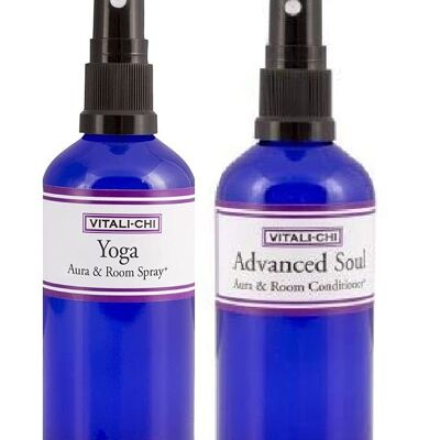 Vitali-Chi Advanced Soul and Yoga Aura & Room Spray Bundle - with Ho Leaf and Frankincense, Lavender and Elemi Pure Essential Oils - 50ml