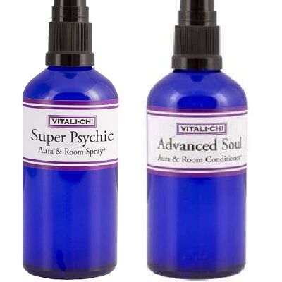 Vitali-Chi Advanced Soul and Super Psychic Aura & Room Spray Bundle - with Ho Leaf and Frankincense, Lemon & Patchouli Pure Essential Oils - 50ml