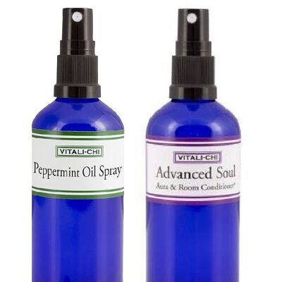 Vitali-Chi Advanced Soul and Peppermint Oil Aura & Room Spray Bundle - with Ho Leaf and Frankincense, Spearmint & Peppermint Pure Essential Oils - 50ml