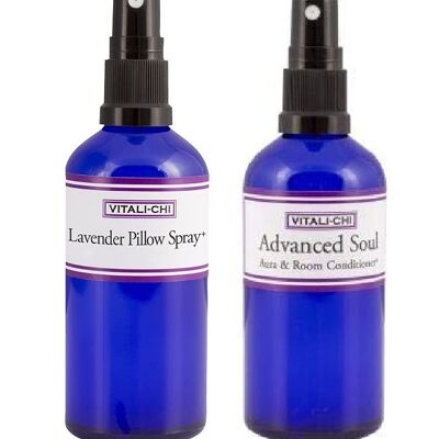 Vitali-Chi Advanced Soul and Lavender Pillow Aura & Room Spray Bundle - with Ho Leaf and Frankincense, Lavender and Chamomile Pure Essential Oils - 50ml