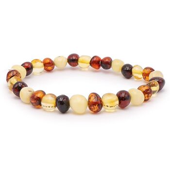 Bracelet Boule 06mm Ambre Multicolore A (06-08mm)