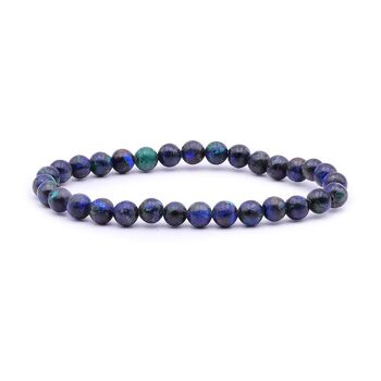 Bracelet Boule 06mm Azurite Malachite Naturelle AA