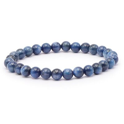 Pulsera Bola 06mm Azul Cianita Tratada Y Calefactada AA