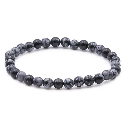 Bracelet Boule 06mm Obsidienne Flocon De Neige AB