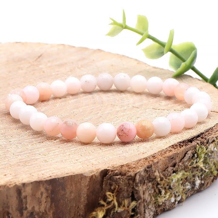 Bracciale con sfere di opale rosa AA da 06 mm