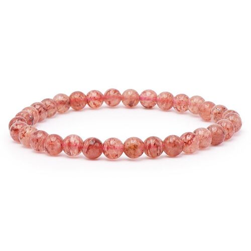 Bracelet Boule 06mm Quartz Fraise A (Hematoïde)