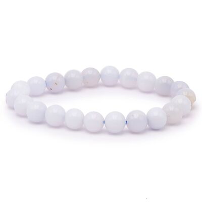 Bracelet Boule 08mm Calcédoine Bleue AA