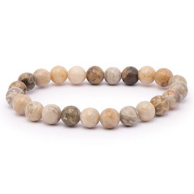 Bracelet Boule 08mm Corail Fossile AB