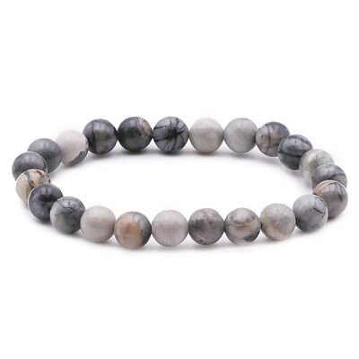 Bracciale Ball 08mm Jasper Foglia Argento A