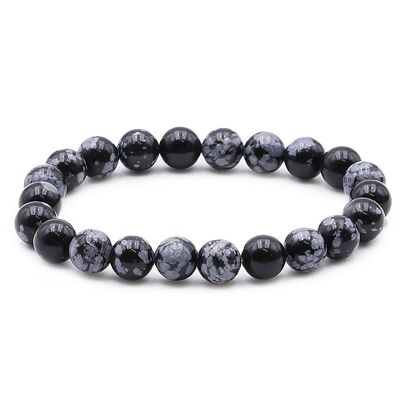 Ball Bracelet 08mm Obsidian Snowflake AB