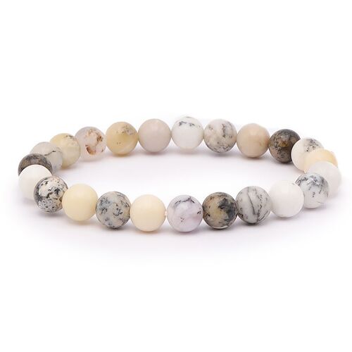 Bracelet Boule 08mm Opale Dendrite A