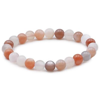 Pulsera Bola 08mm Piedra Luna Multicolor AA