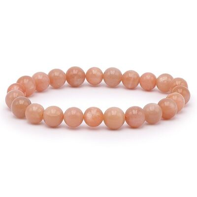 Bracelet Boule 08mm Pierre De Lune Rose A+