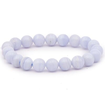 Bracelet Boule 10mm Calcedoine Bleue AA