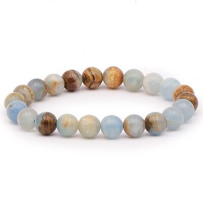 Bracelet Boule 10mm Calcite Bleue Sur Gangue AA (09-10mm)