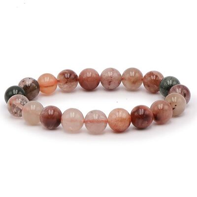 Bracciale a sfera 10mm Cristallo di rocca multicolore rutilo A