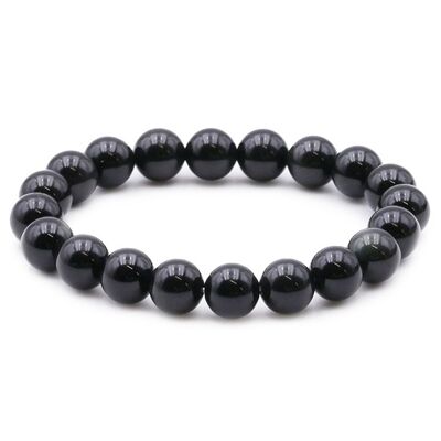 Bracelet Boule 10mm Obsidienne Noire A