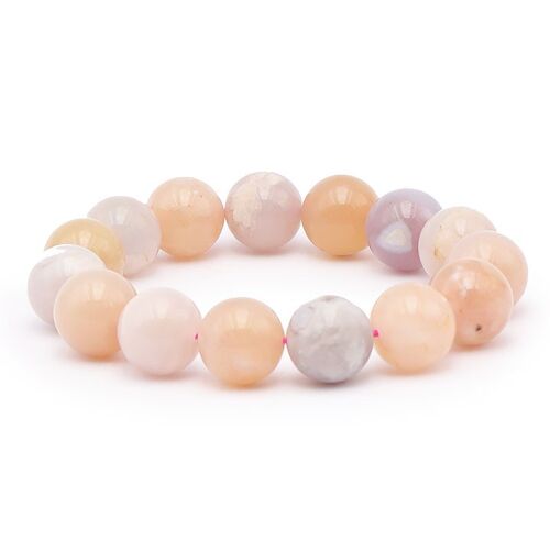 Bracelet Boule 14mm Agate Fleur De Cerisier A (13-14mm)