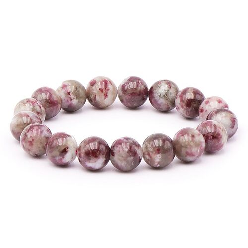 Bracelet Boule 12mm Tourmaline Rose Sur Quartz A+ (11-12mm)