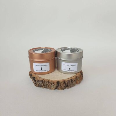 10cl Travel Tin in Rose gold or silver - Lime, Basil & Mandarin