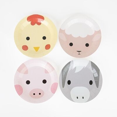 8 Paper plates: mini farm animals