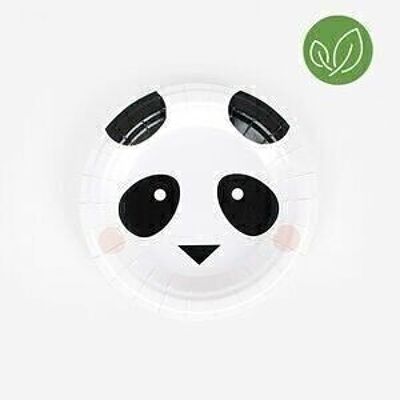 8 Assiettes en carton : mini panda