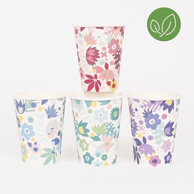 8 Paper cups: flowers