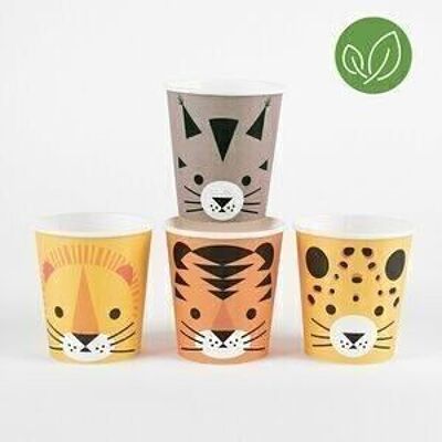 8 Vasos de papel: mini felinos