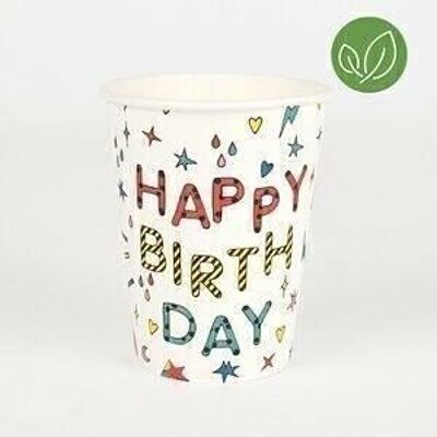 8 Paper cups: birthday