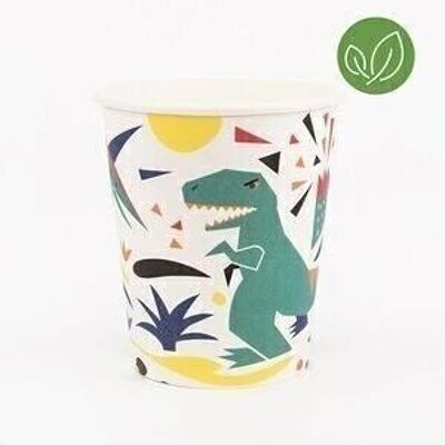 8 vasos de papel: dinosaurios