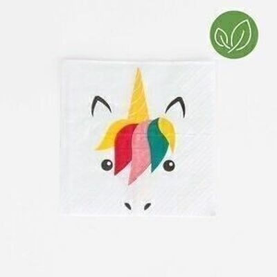 20 Paper napkins: mini unicorn