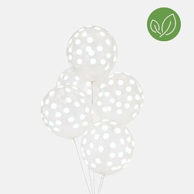 5 Luftballons: weißes Konfetti