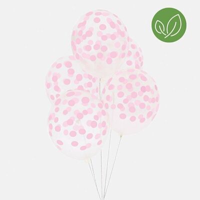 5 Ballons de baudruche : confettis roses