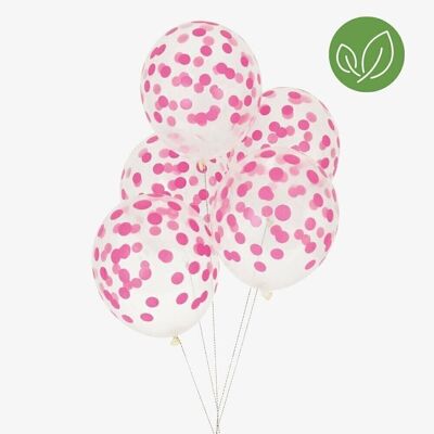 5 Globos: confeti fucsia