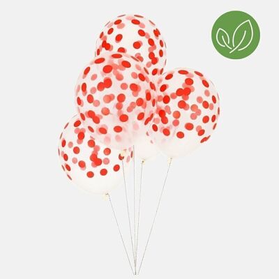 5 Balloons: red confetti