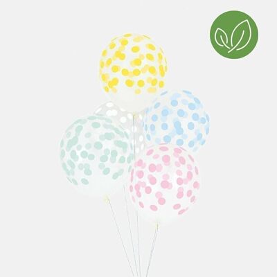 5 Globos: confeti pastel