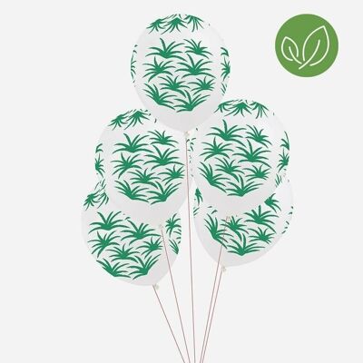5 Ballons de baudruche : feuilles vertes