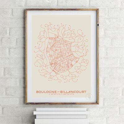 Map Boulogne Billiancourt Beige