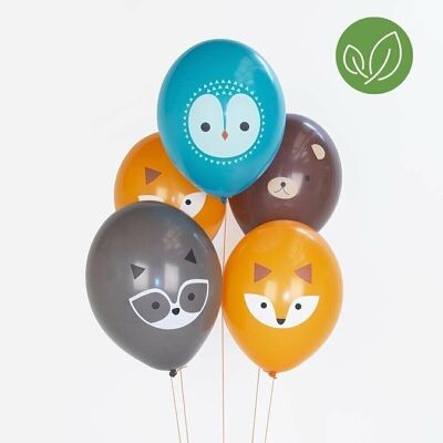 5 Ballons de baudruche : mini animaux de la forêt
