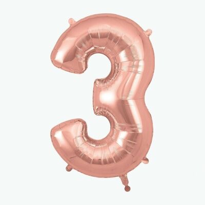 Rose gold number balloon: number 3