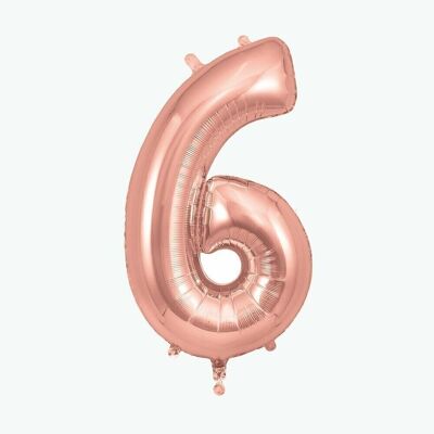 Palloncino con numeri in oro rosa: numero 6