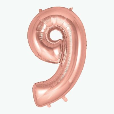 Rose gold number balloon: number 9