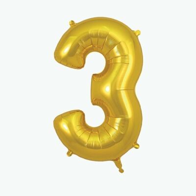 Goldener Zahlenballon: Nummer 3