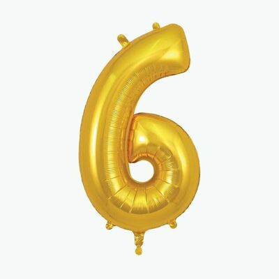 Goldener Zahlenballon: Nummer 6