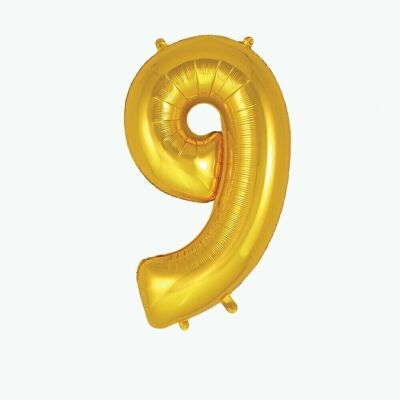 Goldener Zahlenballon: Nummer 9